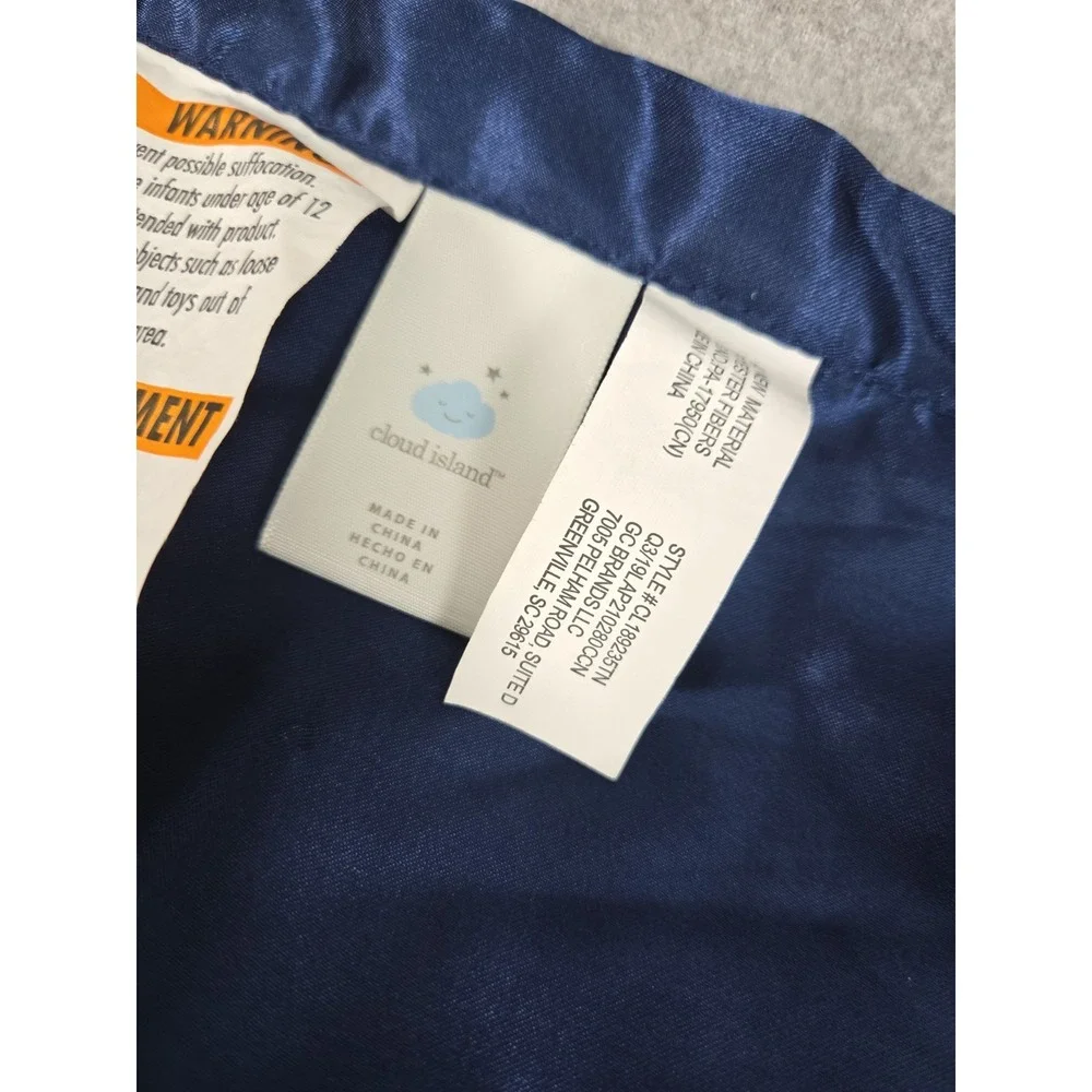Cloud Island Sloth Plush Lovey Security Blanket Velour Satin Edge & Back Navy